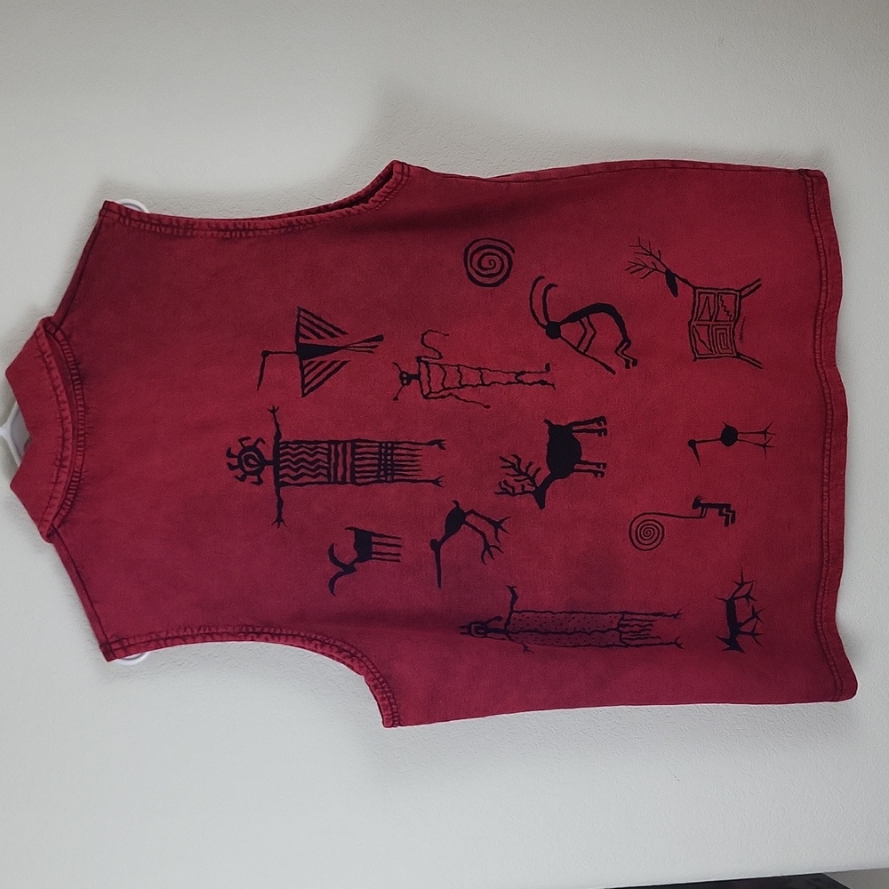 Vintage 90's Garnet Bartlett BFOFO Designs Tribal Art Vest Size Large - Picture 8 of 10